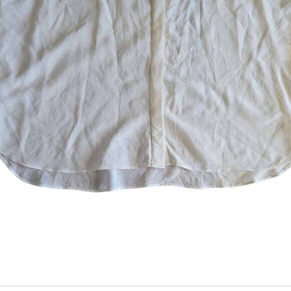 A Loves A 100% Silk Sheer Blouse Sz L Minimalist Cream Button Down Lightweight - Picture 10 of 16